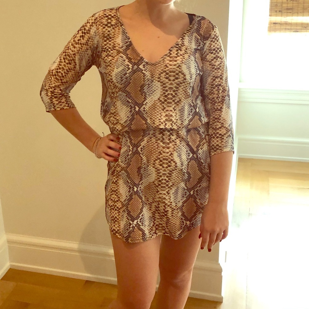 Tie up snake skin dress